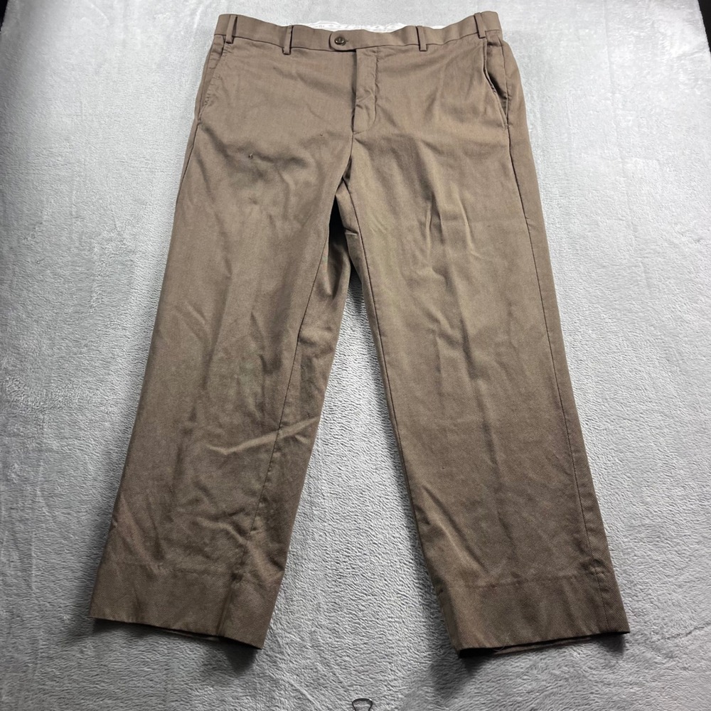 Zanella Todd Brown Wool Trousers‎ Mens 40 Made in Italy Flat Front Dress Pants
